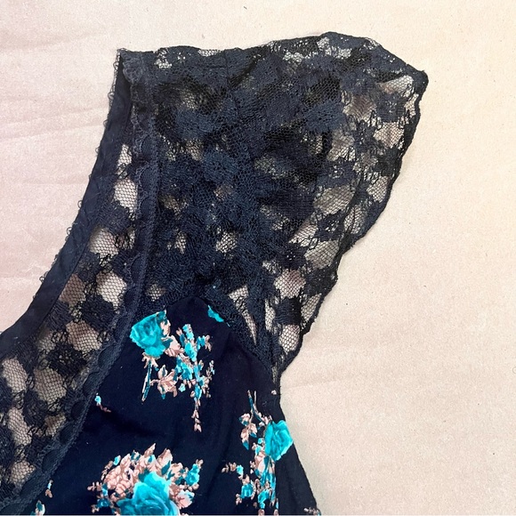Band of Gypsies Dress SZ M BLK/Teal Lace 90s/Y2K Boho Fairy Whimsygoth Coquette - Picture 8 of 10